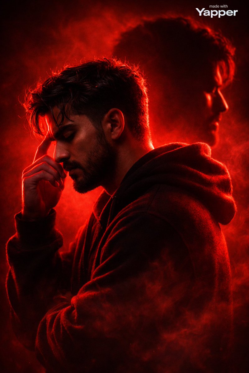Generated with google nano banana 2 on <a href="/yapper_so/">Yapper</a> 

Prompt:- Generate an Ultra-cinematic dramatic red silhouette portrait of a young man in side profile, captured from the shoulders up, standing in a contemplative pose. The man has messy textured hair and a short rugged beard, (