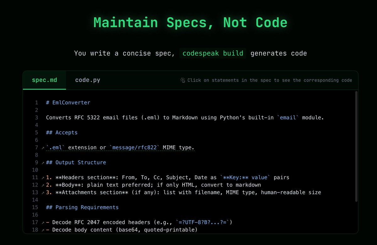 Saboo_Shubham_'s tweet photo. Creator of Kotlin just dropped a new spec driven programming language. 

You just write the specs and AI Agent will generate the code. https://t.co/iFlqOJ0CJe