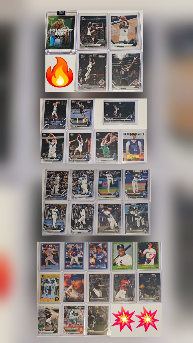 3bangerbreaks's tweet photo. #TBBRazz #60 - #TOPPS NOW & MORE
3️⃣3️⃣ #Winners will choose cards from #Wemby, #Ant, #Luka, #LeBron, #Flagg, #Ohtani, #Judge, #Ripken Jr, #Vlad Jr, #Witt Jr, #FrankThomas, #Griffey Sr/Jr, #TedWilliams, #JRod, #Harris III, #Cruz, #Skenes, #Skubal, and #Sanders
$10 for Non-Member
$9 for ELITE
$8.50 for PLUS
$8 for GOLD
1️⃣2️⃣ Spots Left!
🚨Claim #'s 2, 5, 6, 11, 12, 13, 15, 17, 19, 20, 26, or 28 below⤵️
#WINNER via DUCK RACE gets 1st choice!
Then 2nd through 32nd pick in order.
33rd gets the last card!
#TBBCrew #Raffle #TBBReposts