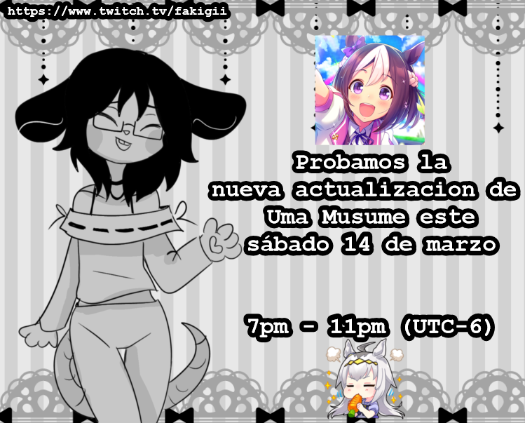 Fakigi1's tweet photo. Holiii, este sabado hare un directito especial jugando uma musume TvT espero se pasen porfi 
--------------------
https://t.co/3uXbDJJKRr https://t.co/LTNa3r791W
