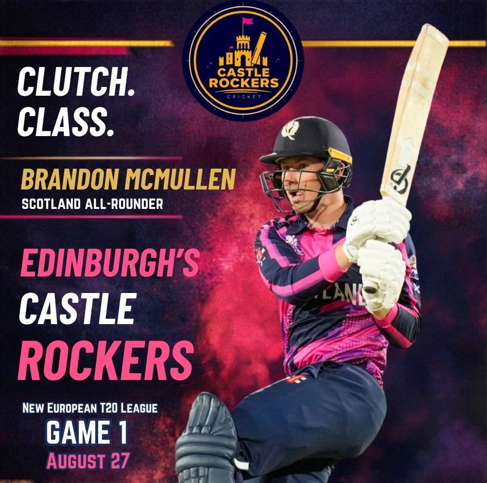 AssociateChrons's tweet image. 🏴󠁧󠁢󠁳󠁣󠁴󠁿 Brandon McMullen joins Edinburgh Castle Rockets for the inaugural edition of the European T20 Premier League 🏏

He will play under 🇳🇿 Mitchell Santner, who has been named captain of the side.

#ETPL #EuropeanCricket #AssociateCricket #CricketEverywhere 🏏