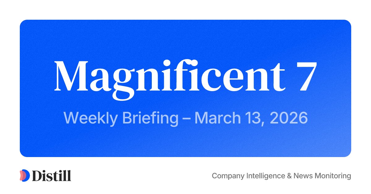 DistillHQ's tweet photo. Magnificent 7 Weekly Briefing – March 13, 2026

Apple marks 50 years with new hardware, Google closes its $32B Wiz deal, and Elon Musk unveils the 'Macrohard' AI project and more.

Read the full briefing below → https://t.co/eE6lxvQT87