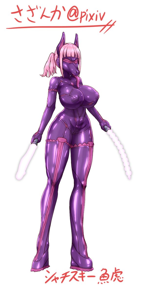 skeb納品しました。
変身ヒロインがラバー触手服に押し込まれてラバーポニーガール変態するまで。 