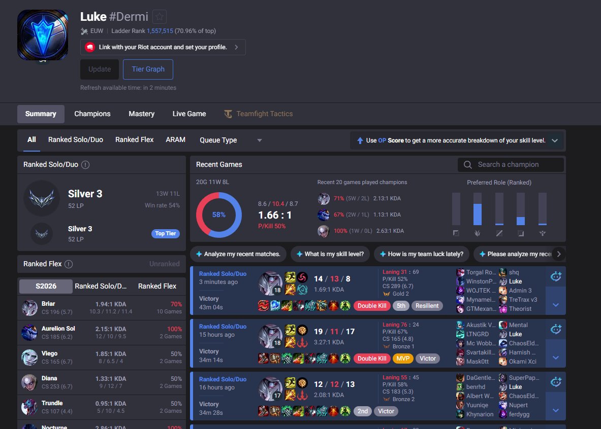 Luke06031's tweet photo. hi @drewlevin 
i have a question: 
this is my jgl main account (i am adc main). my main is current g4/g3)
why do i play in g2-p3 lobbies? https://t.co/iQXY96Qz7k