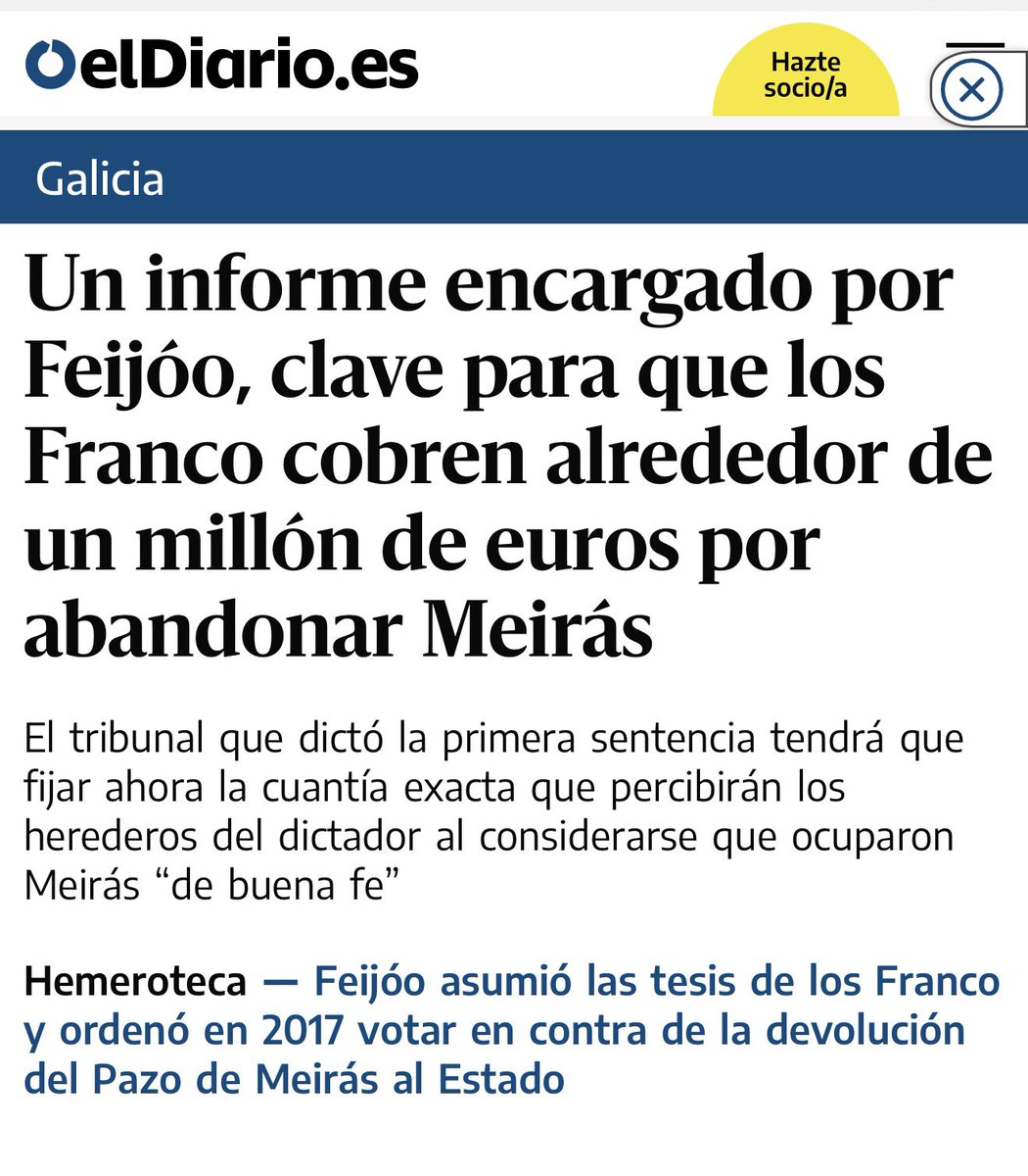 Para que veáis quién es este personaje. 

Un informe encargado por Feijóo, clave para que los Franco cobren alrededor de un millón de euros por abandonar Meirás: eldiario.es/1_c756a2?utm_c…