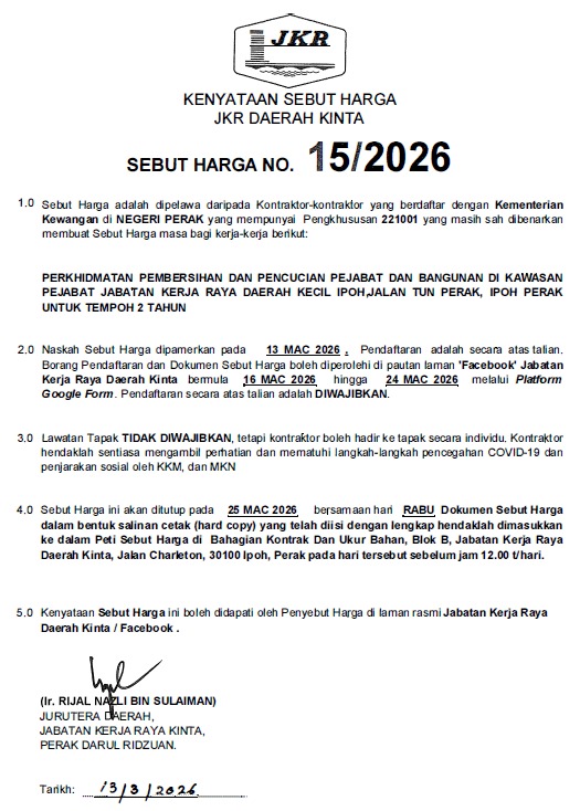 Jabatan Kerja Raya Daerah Kinta tweet media