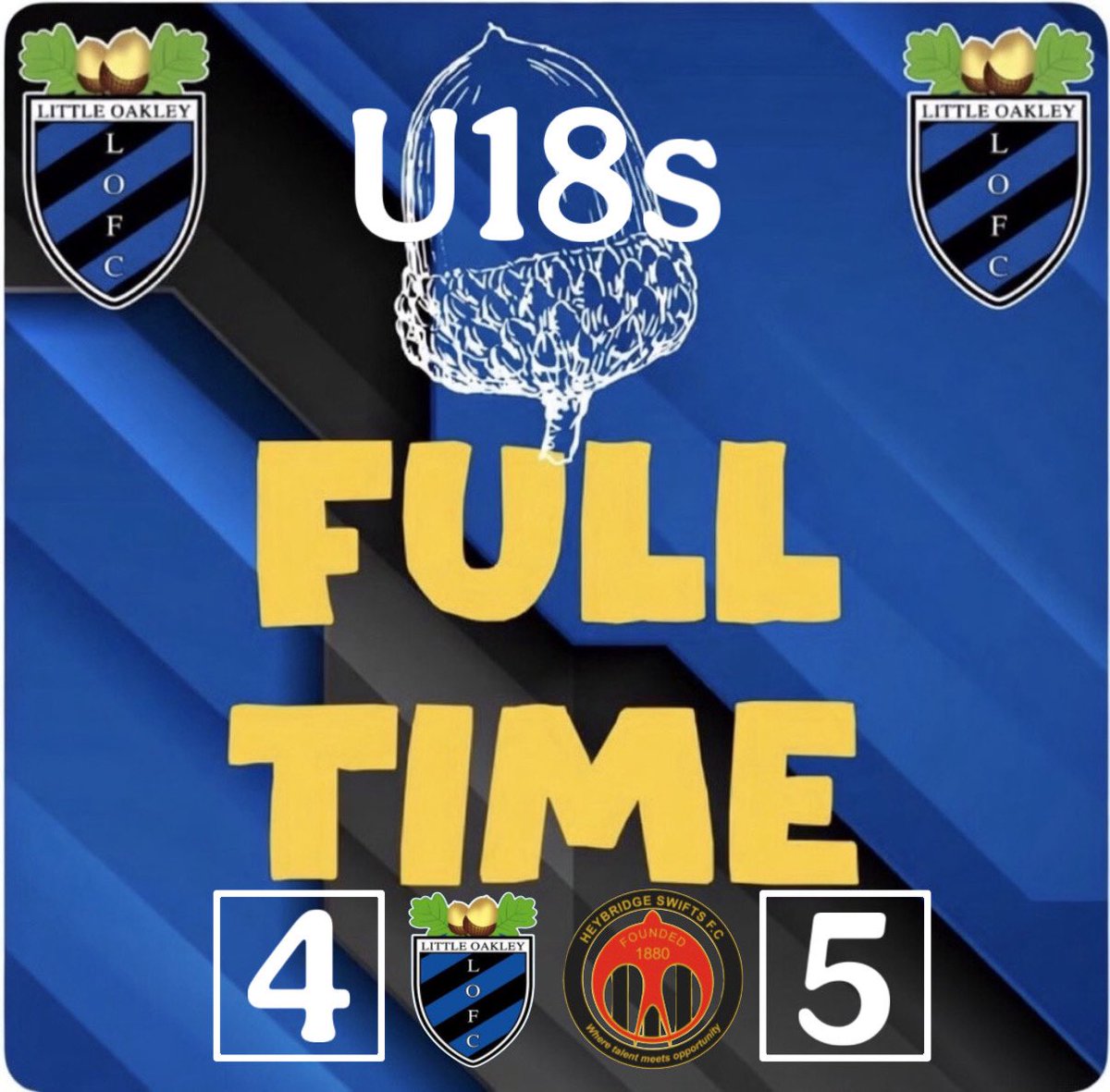 Our U18s fell short last night in a very entertaining game. A late late winner and very dubious “over the line” call ensure a very good Heybridge Swifts maintained a 100% win record this season, but we certainly gave them a scare.

Full 90 minute debuts for 2 of our U16s aswell.