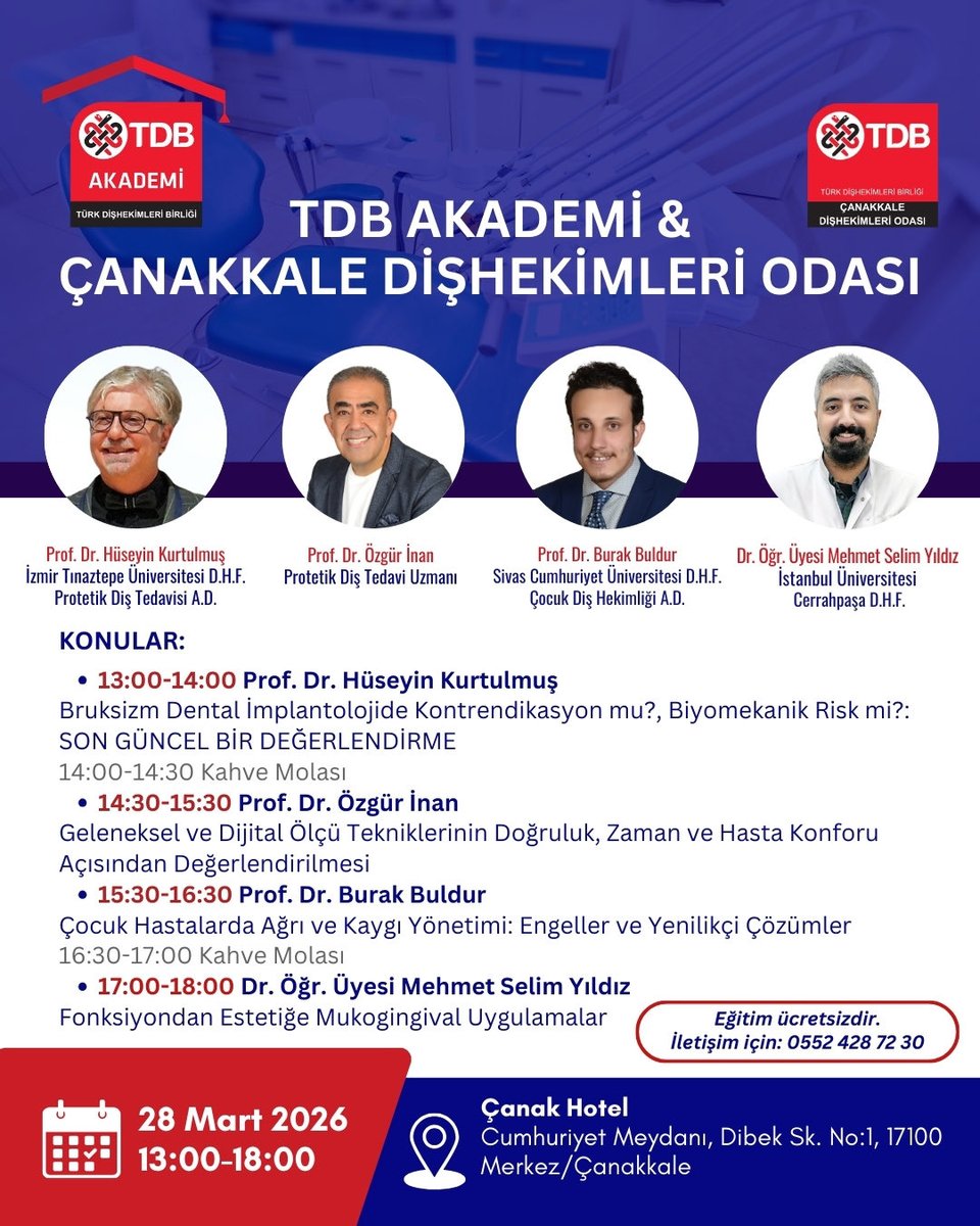 TDB_TDA's tweet image. TDB AKADEMİ &amp;amp; ÇANAKKALE DİŞHEKİMLERİ ODASI BİLİMSEL ETKİNLİĞİ

tdb.org.tr/icerik_goster.…

#turkdishekimleribirligi #diş #sağlık #dişhekimi #tdbhaber #tdbd #diş