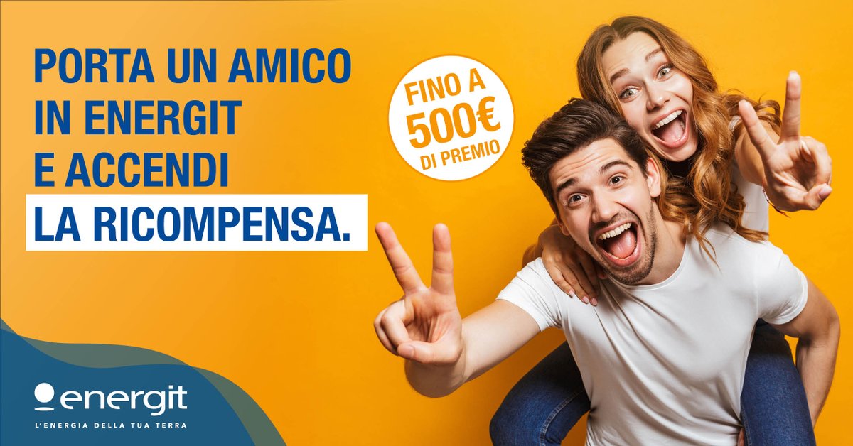 EnergitSpa's tweet photo. C’è un modo semplice per trasformare un invito in un vantaggio concreto: #portaunamico in #Energit e scopri i premi che abbiamo pensato per te e per il tuo amico.

Clicca qui: https://t.co/J8BbndS8S6

#EnergiaDellaTuaTerra https://t.co/fsiJDNEFLk