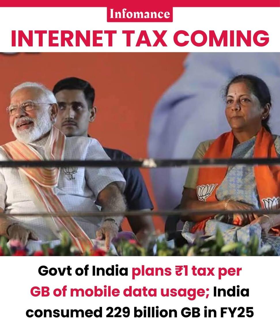 A tax on internet data now? ₹1 per GB?

Only completely brainless policymakers would even think of taxing basic digital access in a country that claims to be building a “Digital India.” Instead of expanding connectivity and affordability, they’re busy finding new ways to squeeze