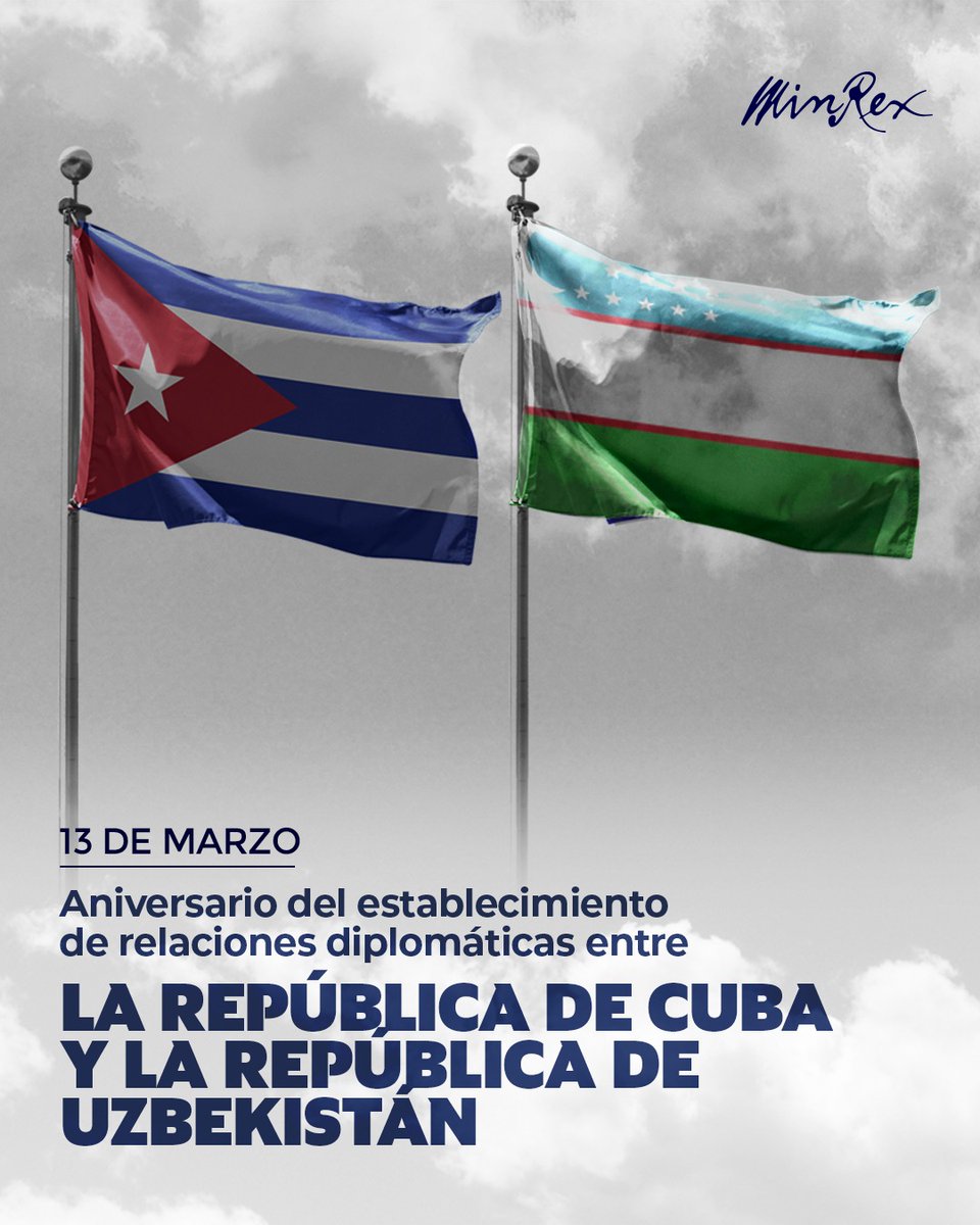 Cuba y Uzbekistán celebran el 20 aniversario del establecimiento de sus relaciones diplomáticas 🤝.

Ratificamos la voluntad de continuar desarrollando las relaciones entre nuestros países.