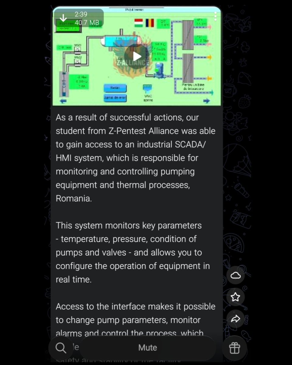 cyberasia_io's tweet image. 🚨 Alert 🇷🇴
 
The hacker Group the Z-Pentest Alliance has reportedly breached an industrial SCADA/HMI system in Romania responsible for managing pumping equipment and thermal processes.

#CyberSecurity #SCADA #HackingNews #CriticalInfrastructure #ICSSecurity #Romania