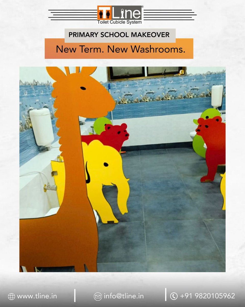 TLineinnerspace's tweet image. A fresh start for little learners begins with a cleaner, safer space. 

From outdated, hard-to-maintain washrooms to vibrant, hygienic cubicle systems designed especially for primary schools.

tline.in | info@tline.in

#TLine #ToiletCubicles #RestroomPartitions