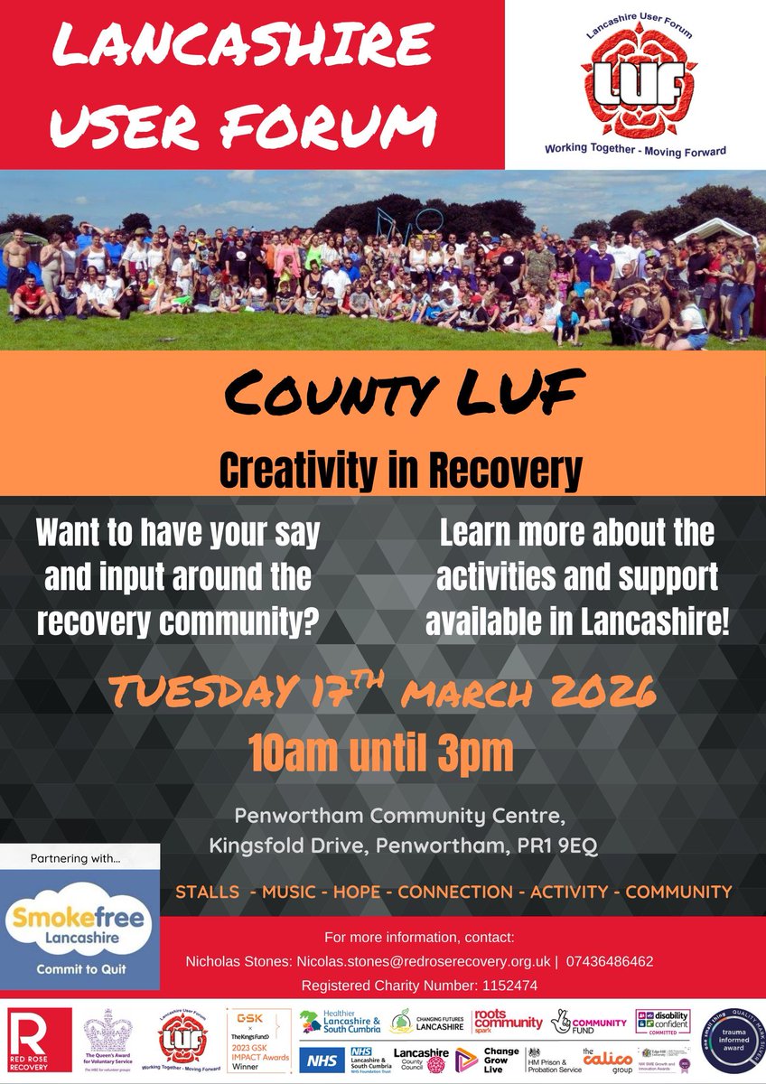 RRR_LUF's tweet image. Join the Conversation 📣🤝

A little reminder that the Lancashire User Forum is happening on Tuesday. Come along to connect, share experiences, and have your voice heard in a supportive space.

📍 Penwortham Community Centre, Kingsfold Drive, Penwortham PR1 9EQ

#RedRoseRecovery