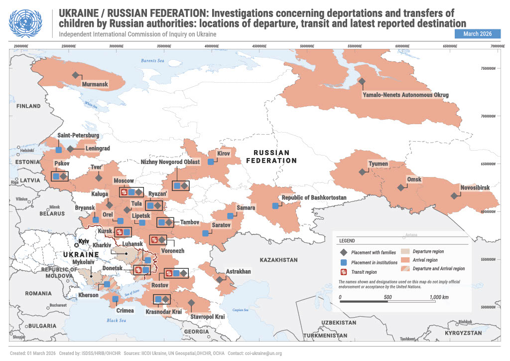 UN_Vienna's tweet image. Russian authorities committed the #CrimesAgainstHumanity of deportation and forcible transfer of #UkrainianChildren, and of their enforced disappearance, concluded the @UN Commission of Inquiry on #Ukraine in a new report.

➡ bit.ly/3P4dxsC