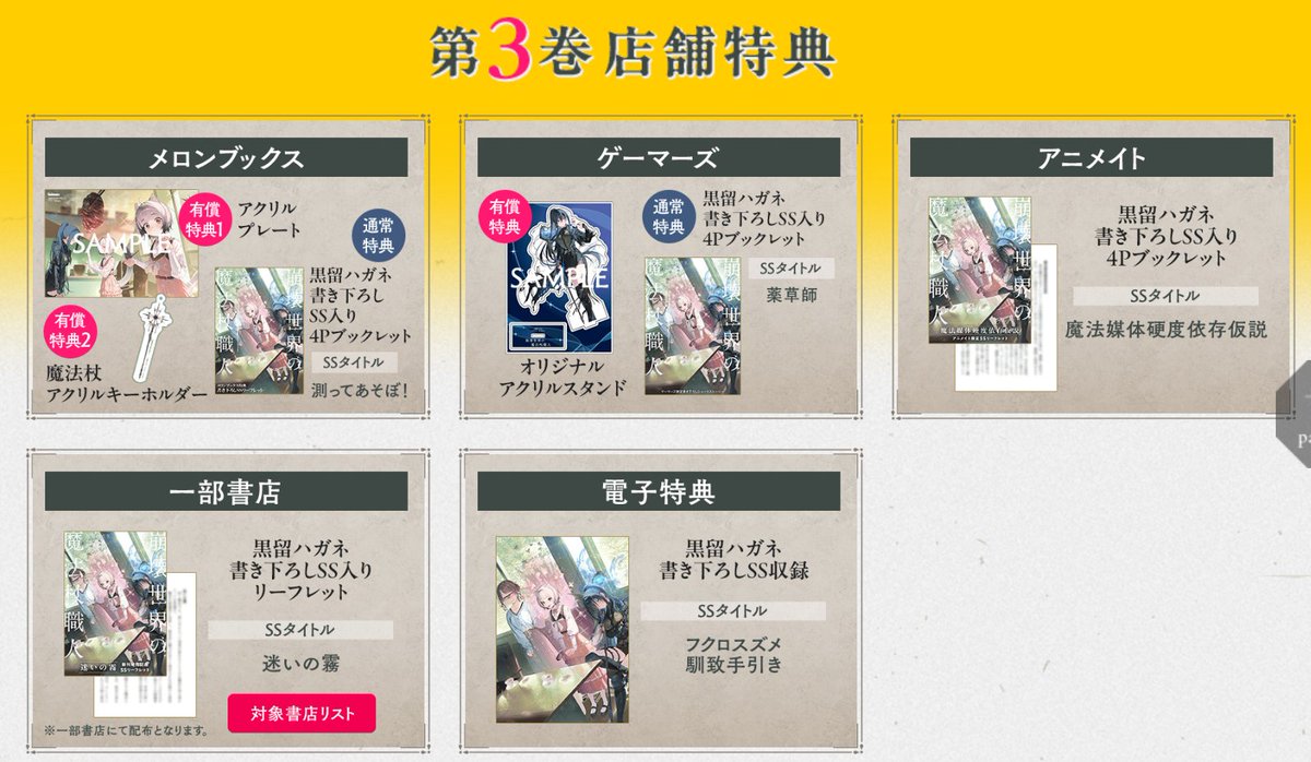 本日は小説『崩壊世界の魔法杖職人』第3巻の特典情報をお届けします