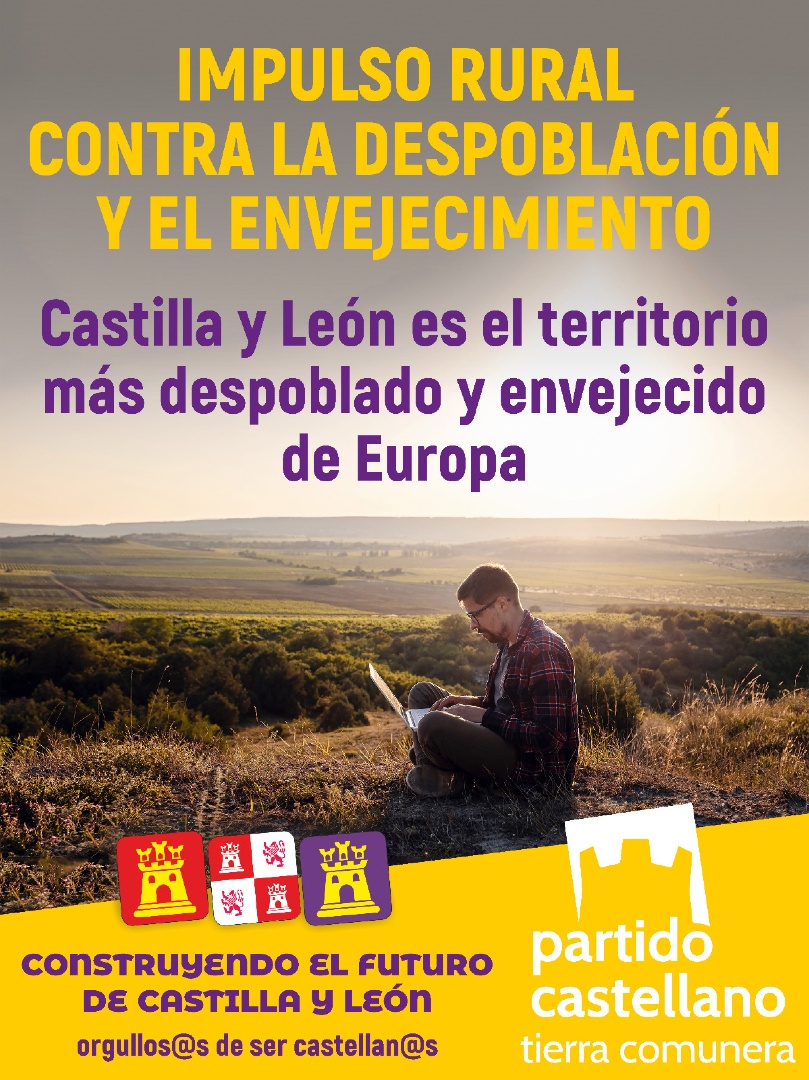 PartCastellano's tweet photo. Castilla y León es el territorio más despoblado y envejecido de Europa.
Es hora de un impulso rural real para devolver vida y oportunidades a nuestros pueblos.
💜 Elige Castilla. Vota Partido Castellano-Tierra Comunera
#15M #DespiertaCastilla #PCASTC https://t.co/c2jT90pYvP