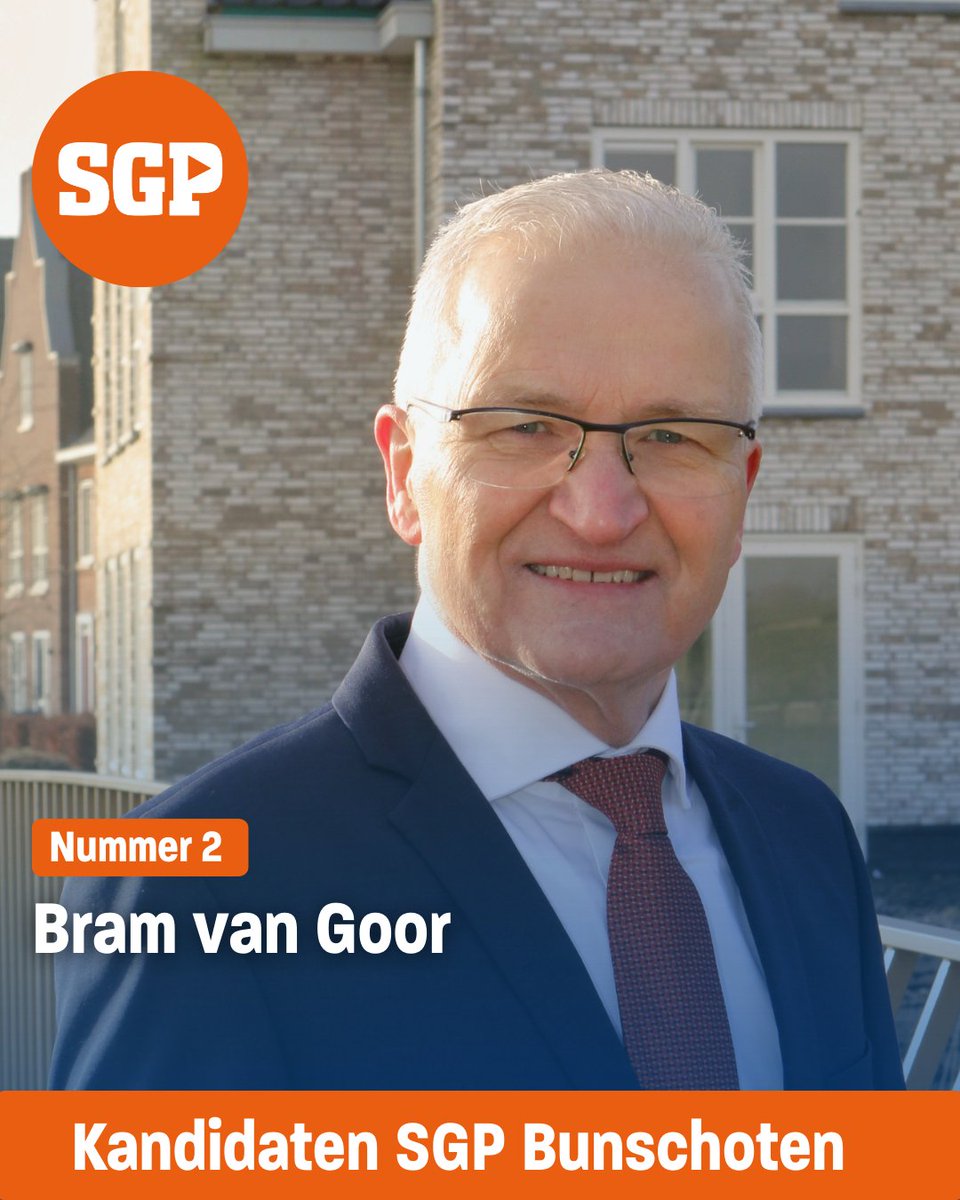 sgp_bunschoten's tweet photo. Bram van Goor staat op plek 2 van de lijst. 'Ik ben al 12 jaar politiek actief voor de SGP. Ook de komende 4 jaar wil ik graag mijn kennis en ervaring voor u in zetten. Voor versterking van de christelijke identiteit, onze jeugd en ouderen en gezonde gemeente financiën.' https://t.co/bf6nKmuJp5