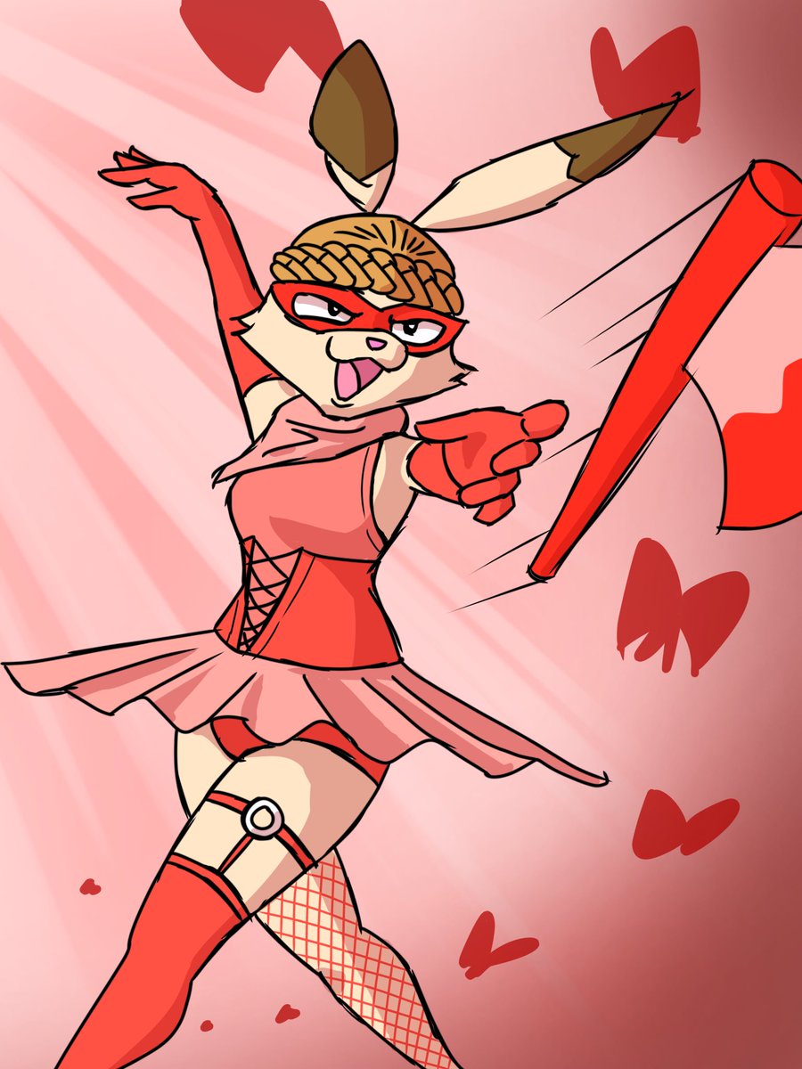 ロサちゃんの新しい絵を描きました✨
今までの衣装デザインはちょっとシンプルすぎたので、少し変更しました🩰
「斧も投げる」という新しい設定も付け足しましたよ🪓😈
#ケモノ　#oc #furryart