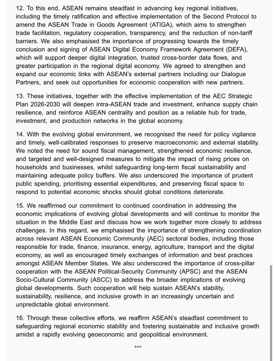 blessogerio's tweet photo. LOOK: The ASEAN Economic Ministers on Friday release a joint statement about the recent global economic and geopolitical developments.

They call on the World Trade Organization to avoid adopting protectionist policies and unwarranted trade restrictions. @BusinessMirror https://t.co/4FS6q91lqM