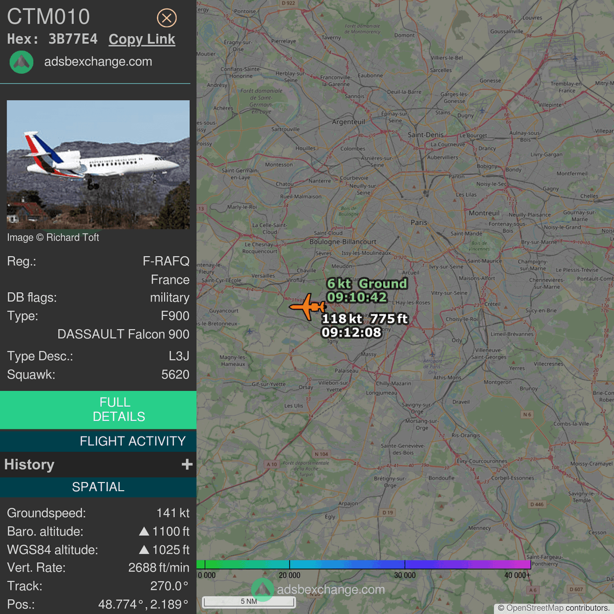 FlottePresident's tweet photo. 🛫 Un Dassault Falcon 900 🇫🇷 République Française vient de décoller près de Villacoublay/Vélizy, France.
Vol #CTM010, immatriculation #FRAFQ.
Suivre le vol : https://t.co/aKEFAOe1YH https://t.co/LGOXei15zb