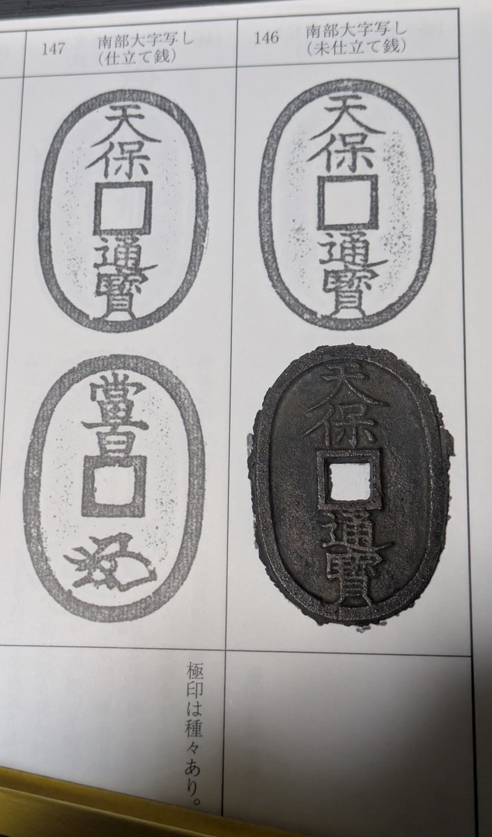 天保通宝 古銭 Yahoo!オークション 南部大字写し・(未仕立て銭) 新寛永