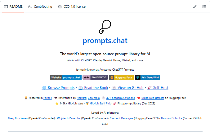 🚨BREAKING: Someone built the world’s largest open-source prompt library for ChatGPT, Claude, and Gemini and put every single prompt in the public domain.

Here’s what it does:
→ Transform ChatGPT into a senior software engineer, career coach, or cybersecurity auditor
→ Make