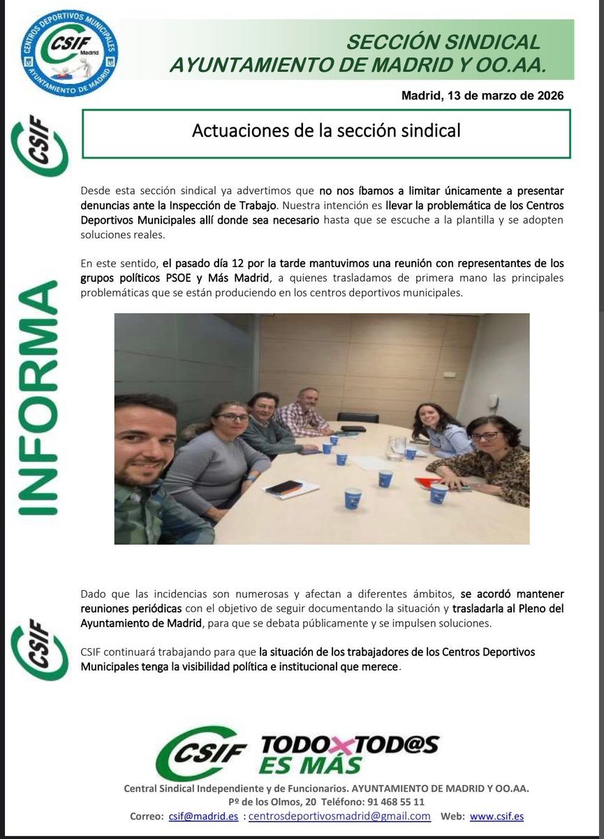 CSIF Ayuntamiento de Madrid tweet media