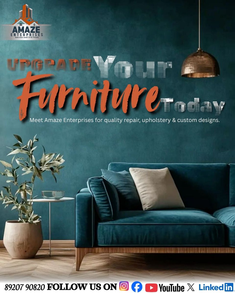 amazeenterpris's tweet image. Upgrade Your Furniture with Amaze Enterprises! 🪑✨

📞 Contact us today and upgrade your furniture the smart way!

#AmazeEnterprises #FurnitureUpgrade #SofaRepair #ChairRepair #FurnitureUpholstery #InteriorSolutions #OfficeFurniture #HomeInterior #CivilWork