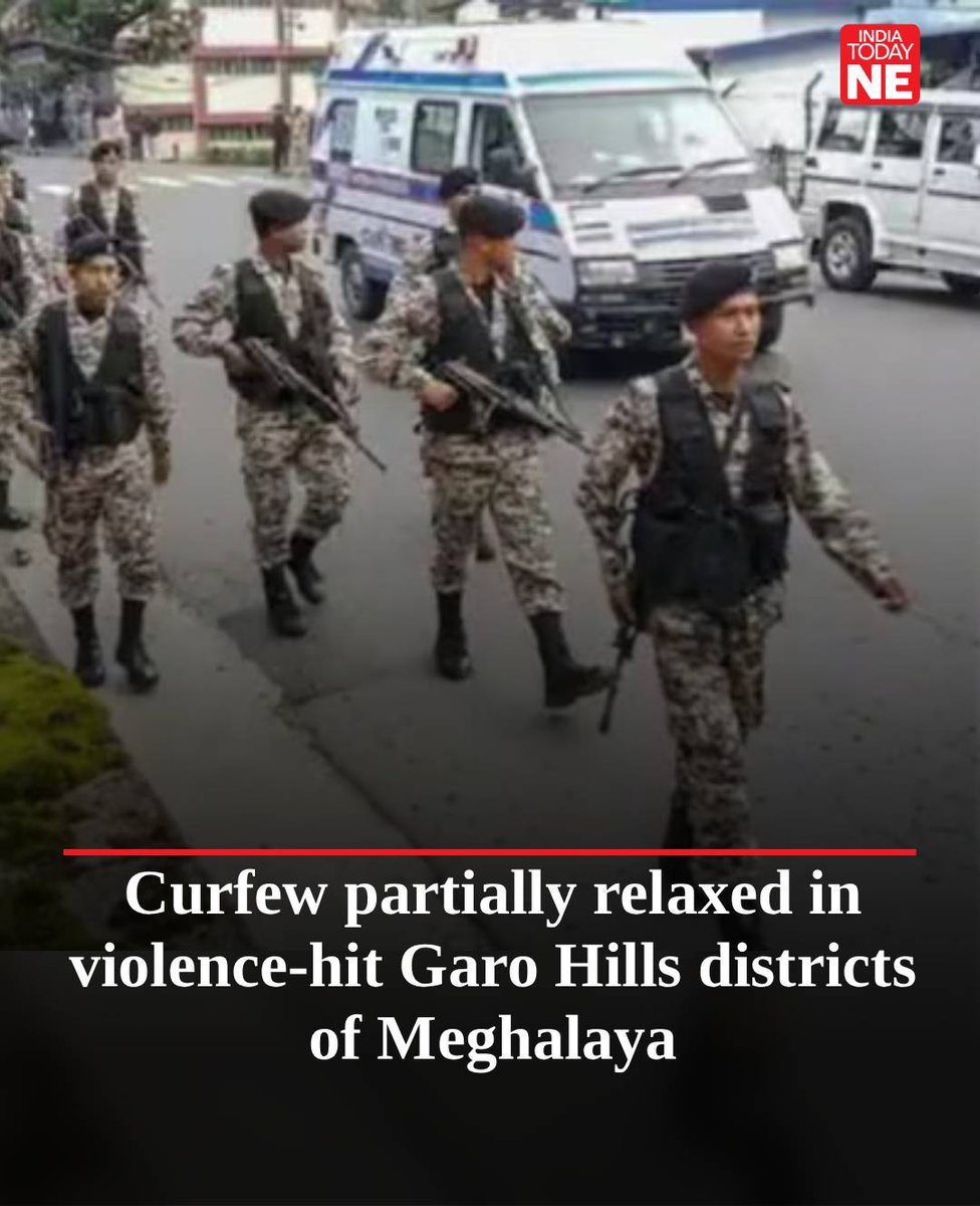 IndiaTodayNE's tweet image. Authorities on March 13 partially relaxed #curfew in two #violence-affected districts of #Meghalaya to allow residents to purchase essential commodities, officials said.

In West Garo Hills district, the curfew was relaxed for four hours from 9 am to 1 pm, while in neighbouring