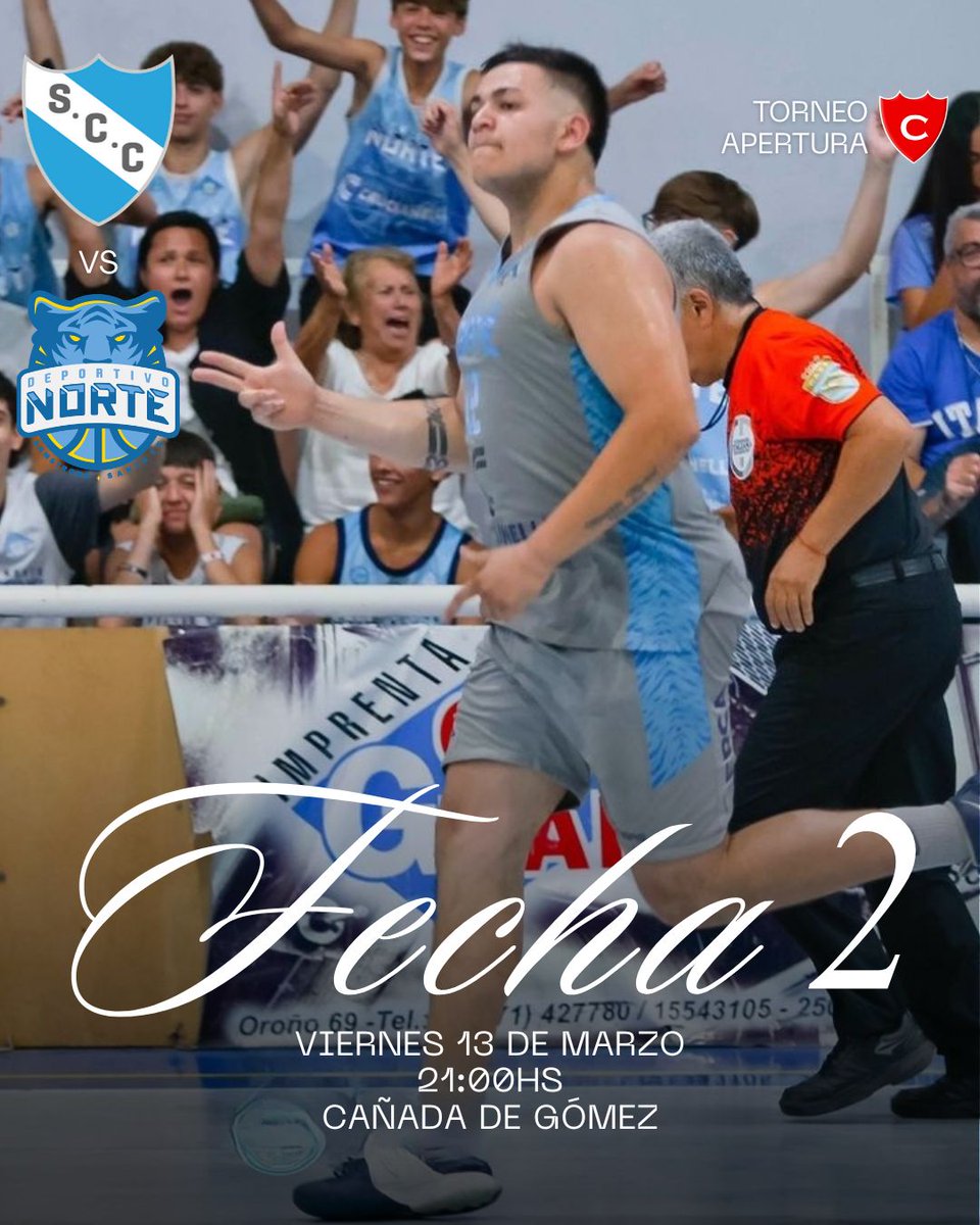 CADNORTE's tweet photo. 🏀 Asoc. Cañadense de básquet
🗓️ Viernes 13 - 21.00hs
🗺️ Cañada de Gómez
🆚 Sport
#VamosNorte https://t.co/v7aE6h1vfU