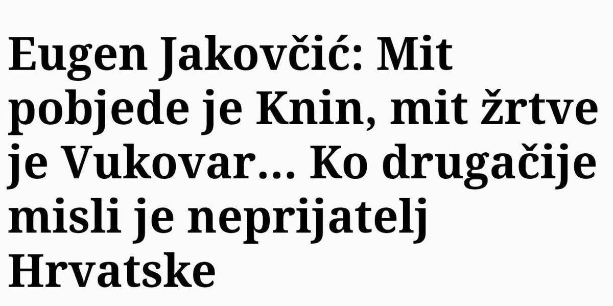 Spodoba <a href="/jakovcic_eugen/">Eugen Jakovčić</a> ne krije svoju mržnju prema bilo kakve Hrvatske, Taj parazit vrijeđa i ponižava državu koja ga tovi. Govori o mitovima i žrtvama a sam je promicatelj mitova i laži koje održavaju četnici, Jugoslaveni i jadnici koji su kao "nesvrstani". 🤡