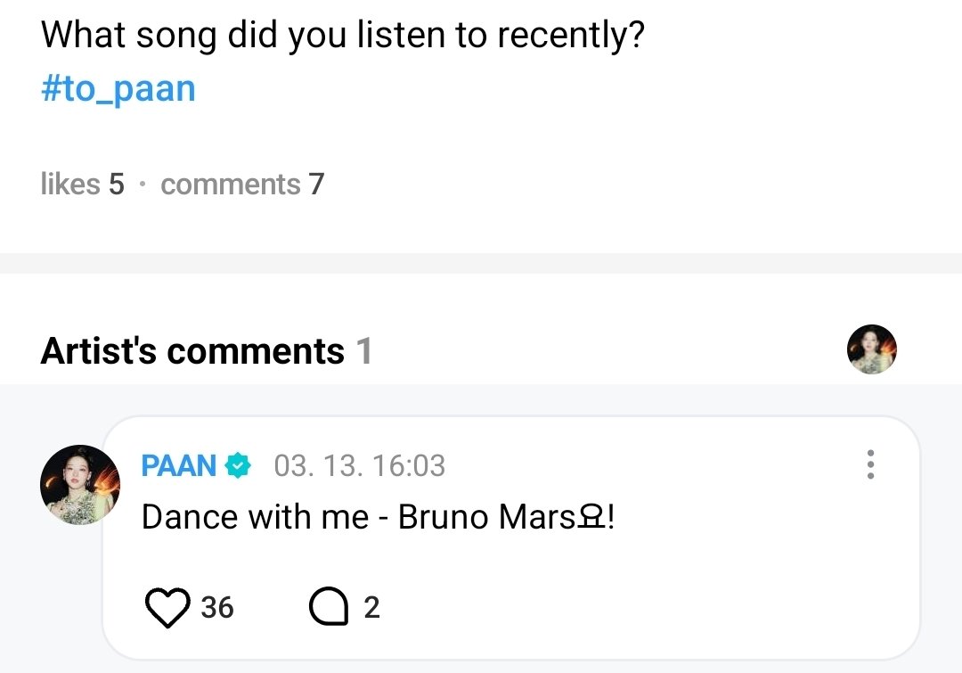 vvbitzup's tweet photo. [WEVERSE] 💬 260313 — #PAAN 

🧸: What song did you listen to recently? 

🦊: Dance with me - Bruno Mars!

#VVUP #비비업 https://t.co/z5vlpVSg7c