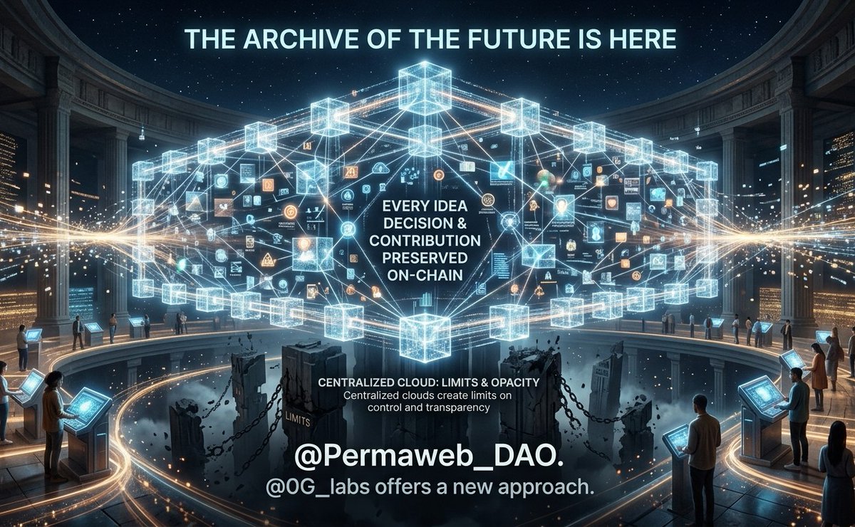 GM Everyone.............

The archive of the future is here every idea decision and contribution preserved on chain. <a href="/Permaweb_DAO/">PermawebDAO</a>.
------------------------------------------------------
Centralized clouds create limits on control and transparency.
<a href="/0G_labs/">0G Labs (Home of Infinite AI)</a> offers a new approach.