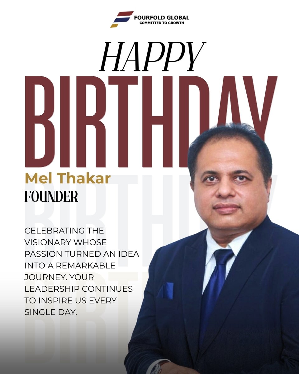 FourfoldGlobal's tweet photo. Happy Birthday to our Founder! 🎉

Your vision and leadership continue to inspire our team to grow, innovate, and achieve excellence every day. Wishing you a fantastic year ahead.

#HappyBirthday #Leadership #Founder #TeamSuccess https://t.co/9aaPx7pAhh