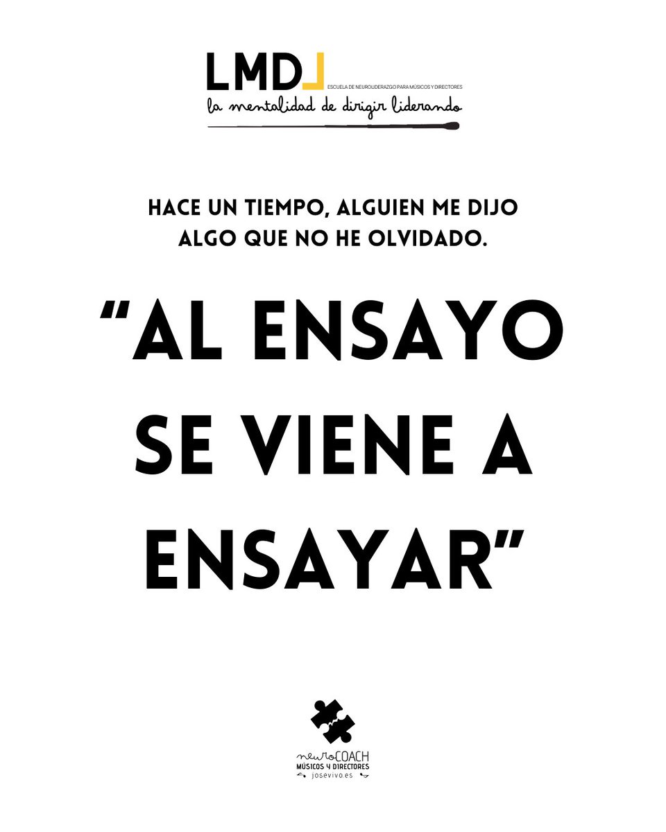 Hace tiempo alguien me dijo:

"Al ensayo se viene a ensayar"

Insinuando que solo debía haber trabajo directo sobre la partitura.

Yo creo que en una banda —o cualquier agrupación— el ensayo también fortalece la cohesión, la escucha mutua y la motivación.

#DirecciónMusical