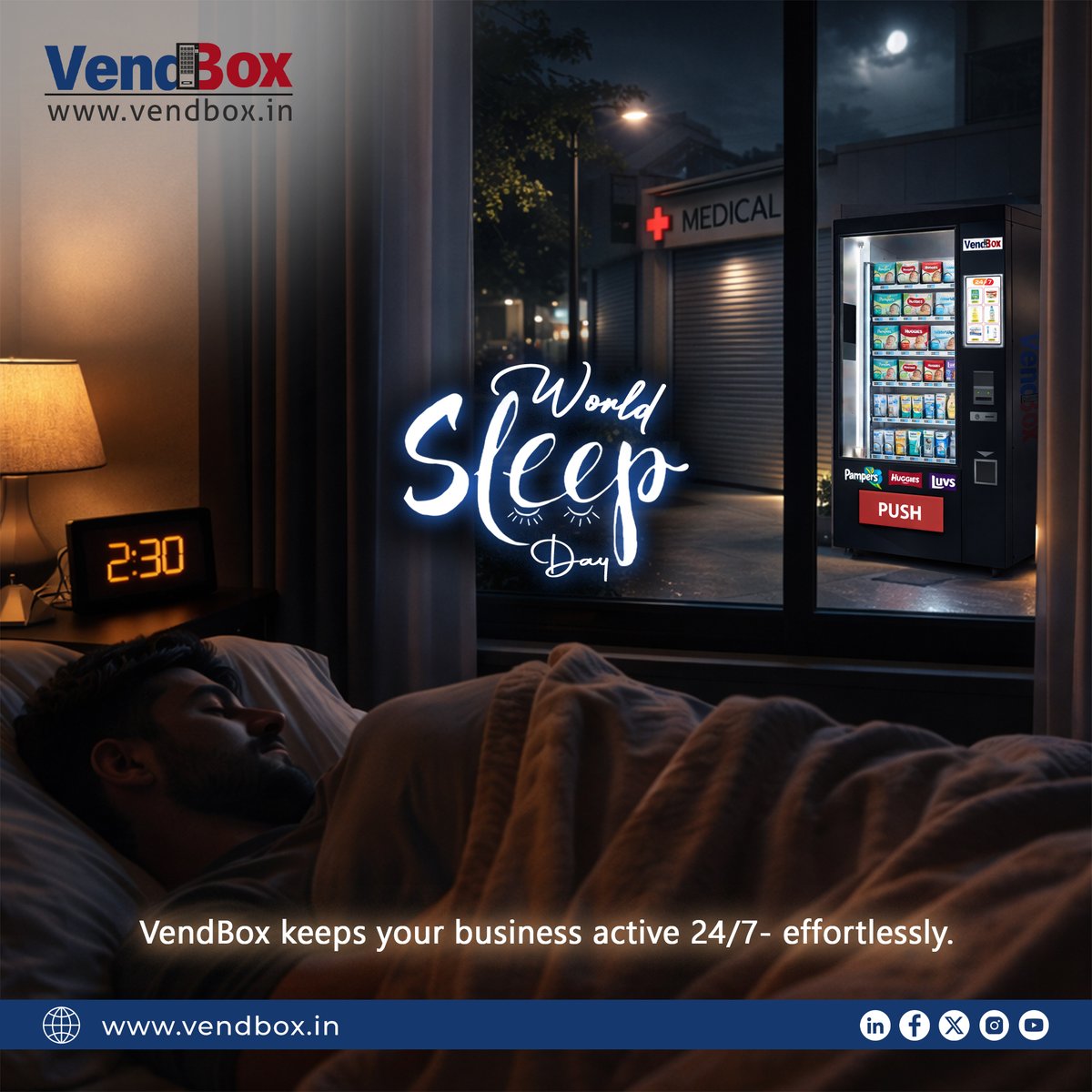 VendBoxIn's tweet photo. While the world rests, operations keep moving. Smart vending ensures access, reliability, and continuity day and night.

#SmartVending #24HourAccess #ReliableOperations #ContinuousService #VendingInnovation #WorldSleepDay #Vendbox https://t.co/yRHfkge7I4
