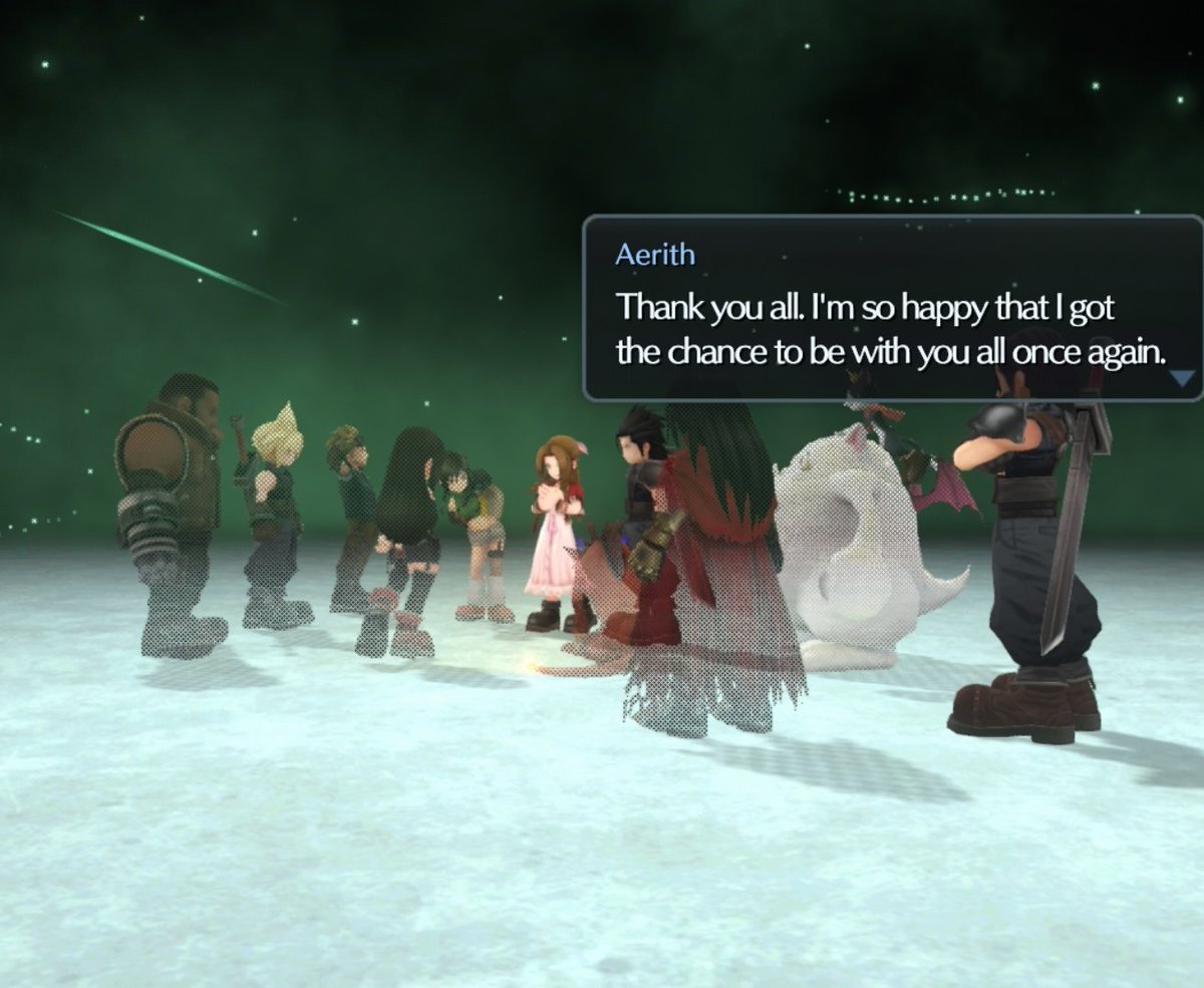 What a great story! 
I love how they show Aerith's connection with the others and her desires to protect them