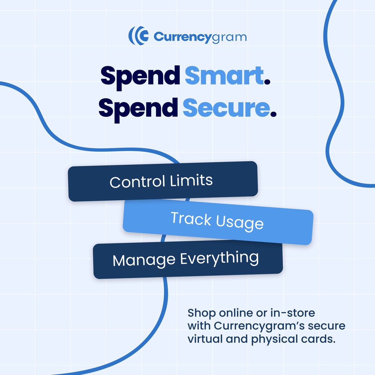 CurrencyGram's tweet image. Shop online or in-store with Currencygram’s secure virtual and physical cards. Control limits, track usage, and manage everything instantly.

#SmartCards #DigitalBanking #Currencygram