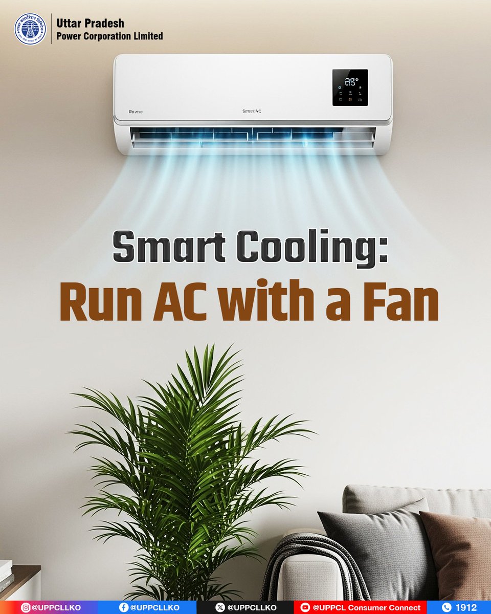 puvvnlsonbhadra's tweet image. Stay cool this summer without increasing your electricity bill. Set your AC at 24°C and use a fan for better cooling and smarter energy usage.
#SaveElectricity #EnergySaving
@CMOfficeUP @EMofficeUP @aksharmaBharat @mduppcl