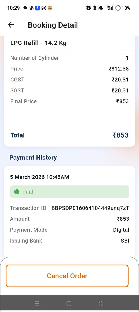 ManishJha709's tweet photo. @HardeepSPuri @IndianOilcl Mere booking 5/3/26 ke h pr ab tk cylinder nhi mila or agency wale koi help nhi kr rhe h or na kuch bta rhe h pls help @jagograhakjago @MoPNG_eSeva https://t.co/j8dcEEbd68