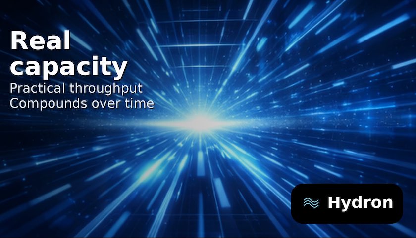 Hydron prioritizes throughput that translates into real capacity, not just impressive numbers. Practical performance compounds over time.