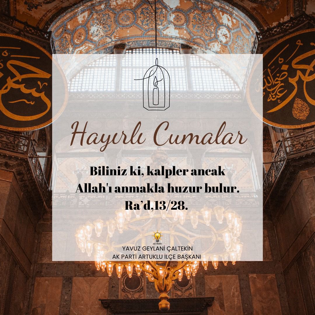 Gönül kapılarının sonuna kadar açıldığı, duaların kabul olduğu mübarek Cuma gününde, kalplerimiz nur ile dolsun, yüzlerimiz tebessümle aydınlansın. 

Cumanız Mübarek Olsun. 

#Mardin #Artuklu