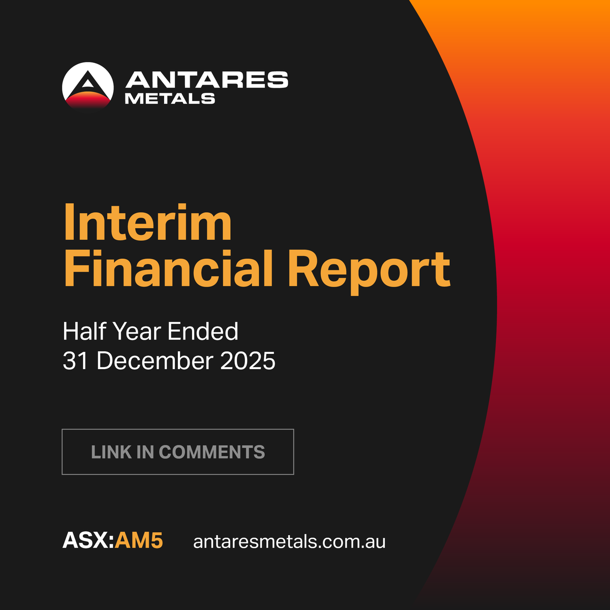 AntaresMetals's tweet photo. Antares Metals (ASX:AM5) is pleased to share our Interim Report for the period ended 31 Dec 2025.

A defining period for the Company — advancing #uranium and #copper exploration across our Mt Isa North Project, with high-grade uranium mineralisation confirmed at multiple prospects and a maiden drill program underway at Queens Gift.

Since period end, we have further strengthened our portfolio with a strategic gold acquisition in Western Australia — broadening our multi-commodity exposure as we continue to build shareholder value.

Read the full report: https://t.co/RZWzNUu7Px

#ASXnews $AM5
