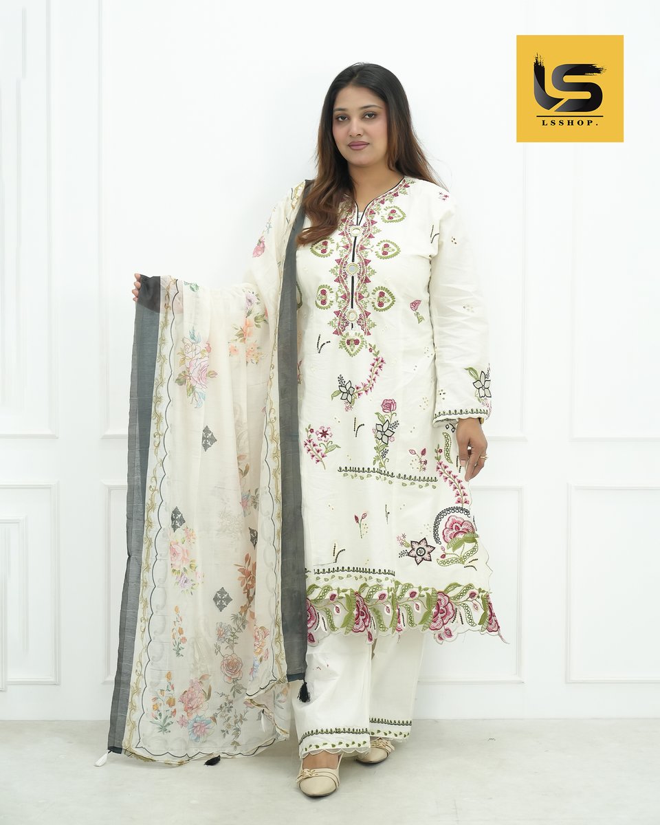 LadiesSpaceBD's tweet image. LS SHOP নিয়ে এসেছে প্রিমিয়াম সালোয়ার কামিজ, সাদা রঙের ওপর  সূক্ষ্ম ফুলের এমব্রয়ডারি সহ।
এখনই অর্ডার করতে ইনবক্স করুন।
 হটলাইন: 01971-464933
#LSSHOP #SalwarKameez #PremiumCollection #LadiesFashionBD