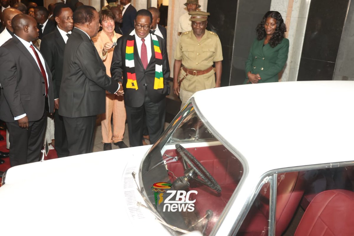 ZBCNewsonline's tweet photo. President Dr Emmerson Mnangagwa’s First Car Fetches US$1.8 Million

The first car owned by President Dr Emmerson Mnangagwa during his law studies at the University of Zambia was auctioned for US$1.8 million at the ED-UNZA fundraising dinner in Harare Thursday night.
The vehicle was purchased by businessman, Dr Kudakwashe Tagwireyi, who immediately donated it back to the ED-UNZA fund, supporting the initiative aimed at assisting Zimbabwean students studying at the institution.

#ZBCnews #EDUNZA #UniversityOfZambia #EducationSupport #Zimbabwe