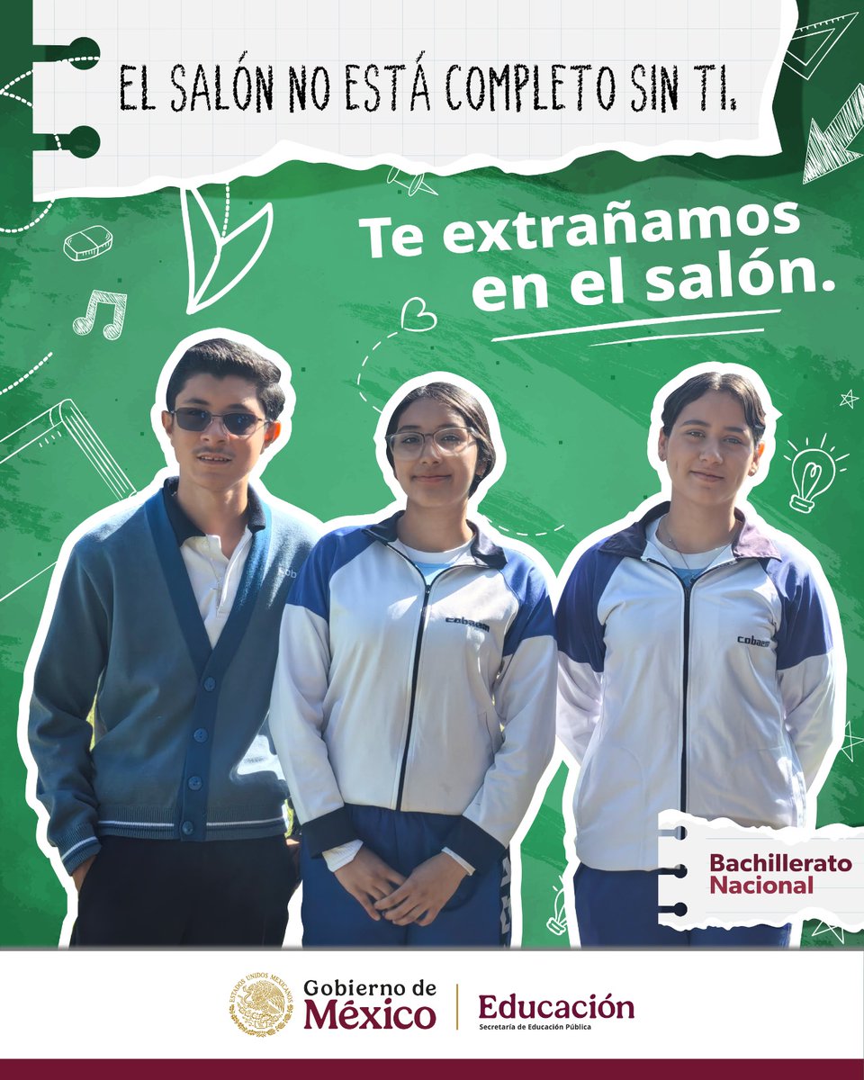 epo243's tweet photo. "Te extrañamos en el salón" es una campaña nacional en México impulsada para prevenir el abandono escolar en preparatorias, buscando que los estudiantes que pausaron sus estudios regresen a las aulas. https://t.co/tleB28EPTO