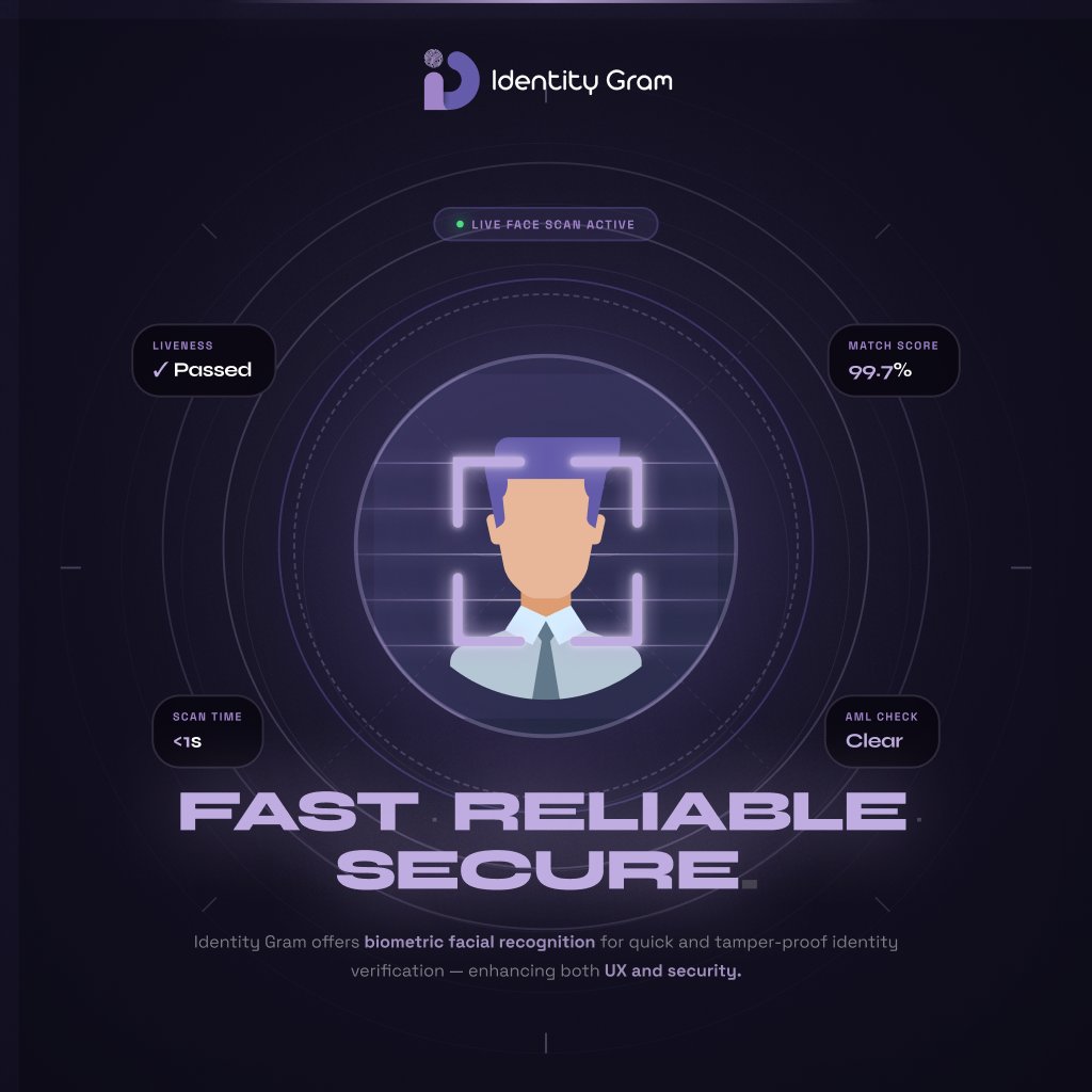 Identitygram_'s tweet photo. Identity Gram offers biometric facial recognition for quick and tamper-proof identity verification, enhancing both UX and security.

#BiometricKYC #FaceRecognition #KYCTechnology #FastVerification #IdentityGram https://t.co/V2APbxMMZ1