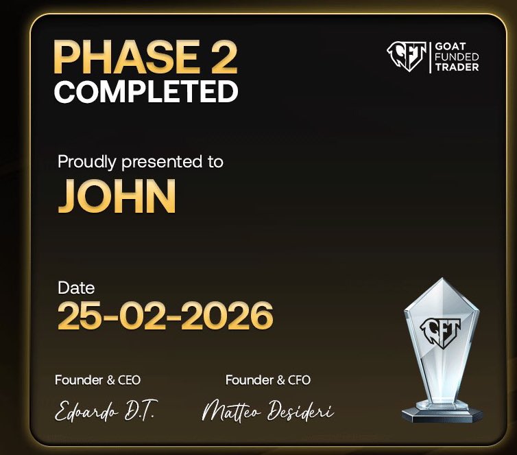 Congratulations to me on passing GFT phase 2
<a href="/GoatFunded/">Goat Funded Trader</a> 
<a href="/EdwardXLreal/">Edward</a>