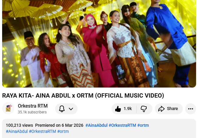 🚨Aina Abdul's Raya Kita has reached 100k views!

Watch NOW : youtube.com/watch?v=sPtobf…